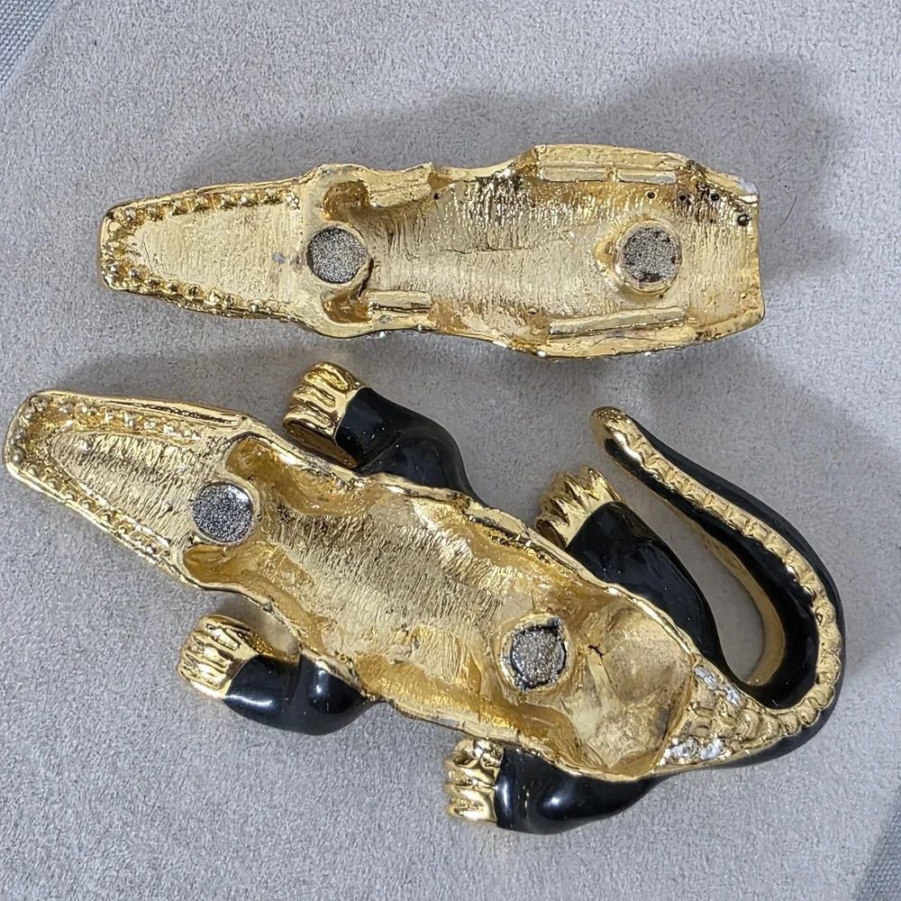 Gold with Cubic Zirconia Alligator Crocodile Trinket Box